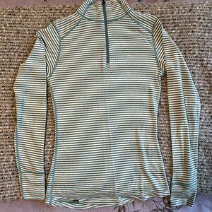IBEX Woolies 100% Merino Wool 1/4 Zip Sz MED Blue/White